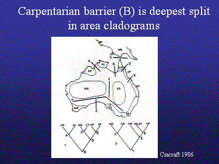 Slide #10. Carpentarian barrier (B) is deepest split 