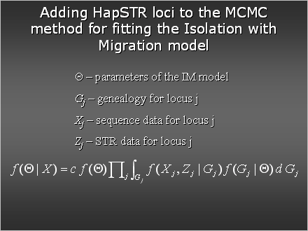 Slide #26. Adding HapSTR loci to the MCMC method for fitting the Isolation with Migration model