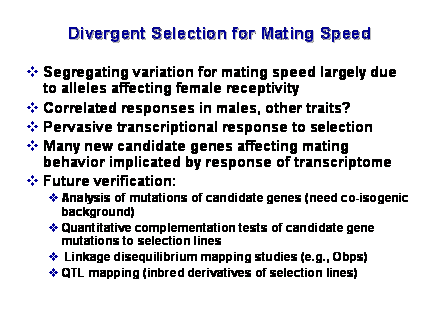 Slide #57. Divergent Selection for Mating Speed 