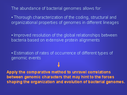Slide #42. The abundance of bacterial genomes allows for: