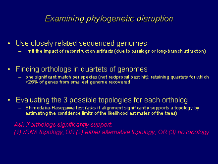 Slide #20. Examining phylogenetic disruption
