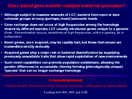 Slide #32.  Does lateral gene transfer catalyze bacterial speciation?
