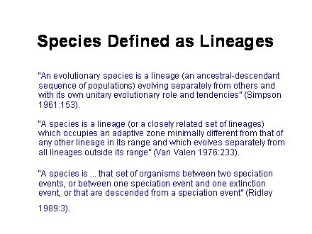 Slide #13. Species Defined as Lineages