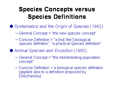 Slide #33. Species Concepts versus Species Definitions