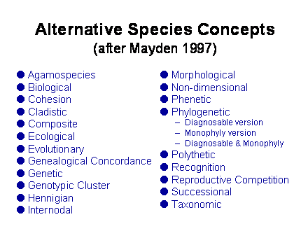 Slide #7. Alternative Species Concepts